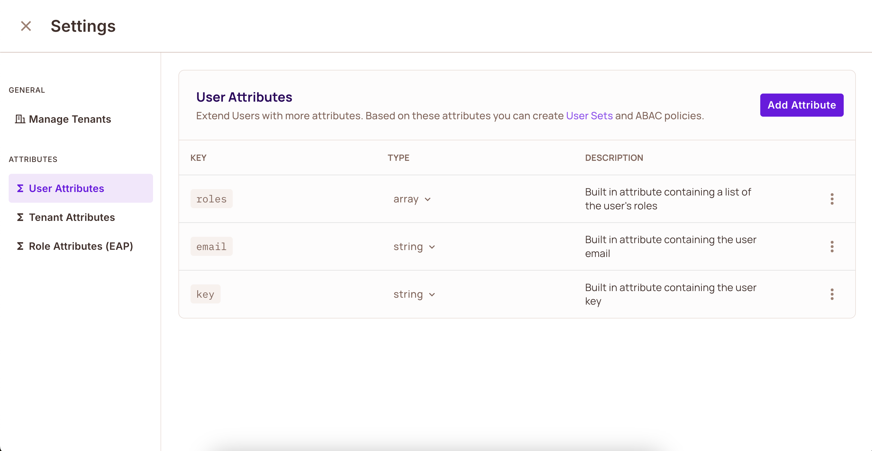 User Attributes